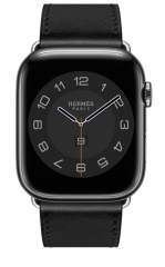 Apple Watch Hermes Series 7 LTE 45mm Space Black S. Steel Case w. Noir Swift Leather S. Tour (MKMW3)