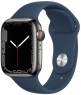 Apple Watch Series 7 GPS + Cellular 41mm Graphite S. Steel Case w. Abyss Blue S. Band (MKHJ3)