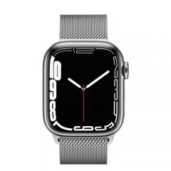 Apple Watch Series 7 GPS + Cellular 45mm Silver Stainless Steel Case with Silver Milanese Loop (MKJE3/MKJW3)