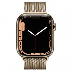 Apple Watch Series 7 GPS + Cellular 45mm Gold Stainless Steel Case with Gold Milanese Loop (MKJG3/MKJY3)