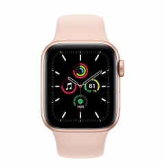 Apple Watch SE GPS 44mm Gold Aluminum Case w. Pink Sand Sport B. (MYDR2)