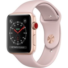 Apple Watch Series 3 (GPS + Cellular) 42mm Gold Aluminum w. Pink Sand Sport B. (MQK32)